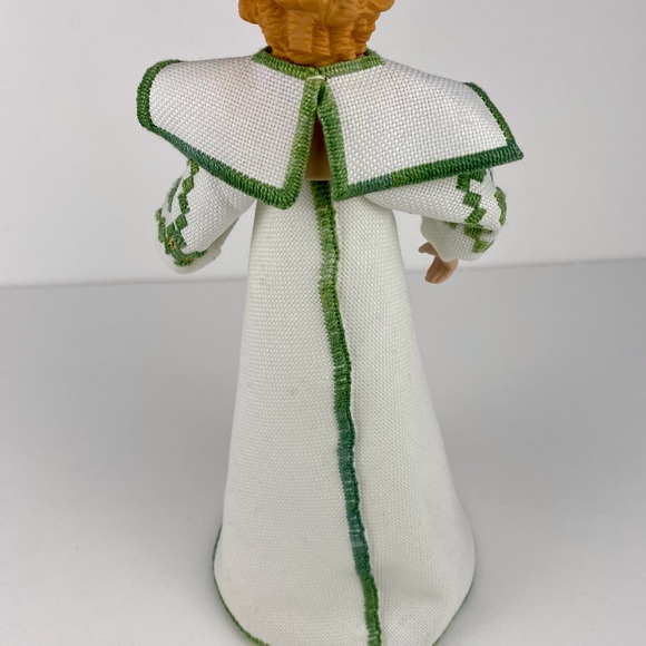 Vintage handmade angel decorative doll with hand embroidered gown, holiday decor - Picture 7 of 9